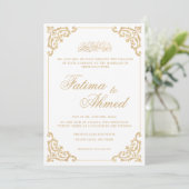 Nikah Gold Islamitisch Moslim Bruiloft Kaart (Staand voorkant)