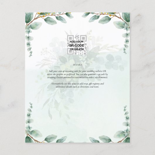 NIKAH Greenery Wedding Invitations Modern Gold Flyer (Achterkant)