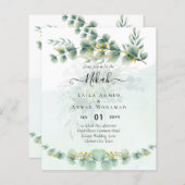 NIKAH Groen Goud Trouwkaarten Tweetalig (Voorkant / Achterkant)