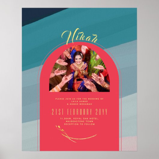 Nikah-huwelijksaankondiging Foto rood goud Poster (Voorkant)