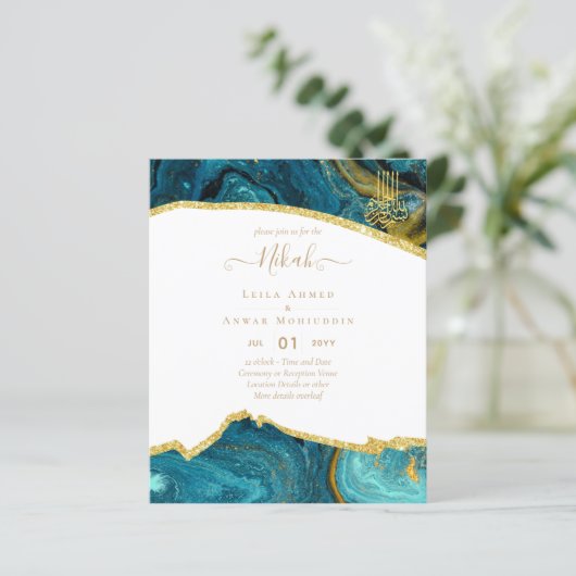NIKAH Huwelijksuitnodigingen Moderne Glans (Staand voorkant)