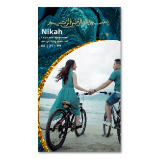 NIKAH Islamic Bismillah Wedding Invitations BUDGET Magnetisch Visitekaartje