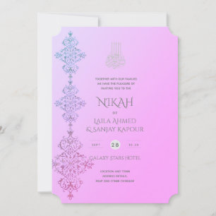 NIKAH -  Islamic Gold Blush Pink Wedding Inv Kaart