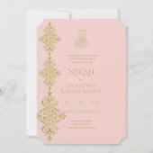 NIKAH -  Islamic Gold Blush Pink Wedding Inv Kaart (Voorkant)