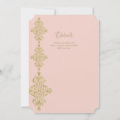 NIKAH -  Islamic Gold Blush Pink Wedding Inv Kaart (Achterkant)