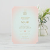 NIKAH - Islamic Gold Blush Pink Wedding Inv Kaart (Staand voorkant)
