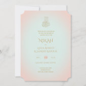 NIKAH - Islamic Gold Blush Pink Wedding Inv Kaart (Voorkant)