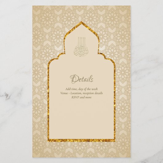 NIKAH - Islamic Mosque Gold Wedding Flyer (Achterkant)