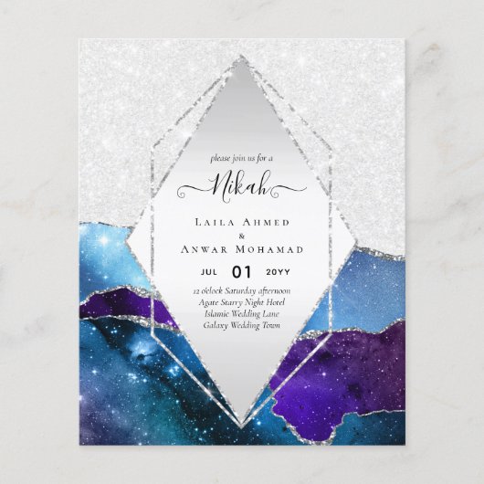 Nikah Islamic Wedding Invitations - Glittery Gold (Voorkant)