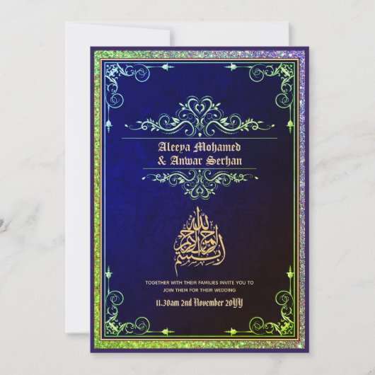 NIKAH - islamitisch weddenschap - Blue Gold Kaart (Voorkant)