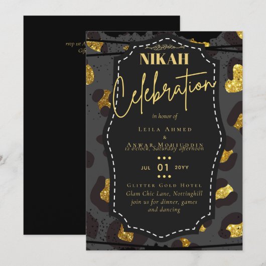 NIKAH Islamitische Bismillah Trouw Uitnodigingen B (Voorkant / Achterkant)