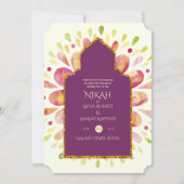 NIKAH - Modern Mandala Berry Gold Wedding Kaart (Voorkant)