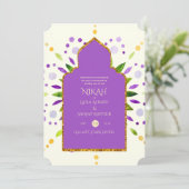 NIKAH - Modern Mandala Paars Gold Wedding Invitat Kaart (Staand voorkant)