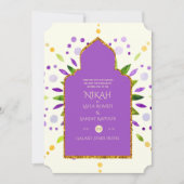 NIKAH - Modern Mandala Paars Gold Wedding Invitat Kaart (Voorkant)