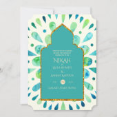 NIKAH - Modern Mandala Turquoise Gold Wedding Kaart (Voorkant)