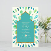 NIKAH - Moderne Mandala Turquoise Gouden Trouw Uit (Staand voorkant)