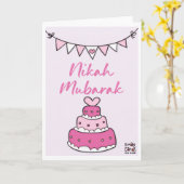 Nikah Mubarak Taart Kaart (Gele Bloem)
