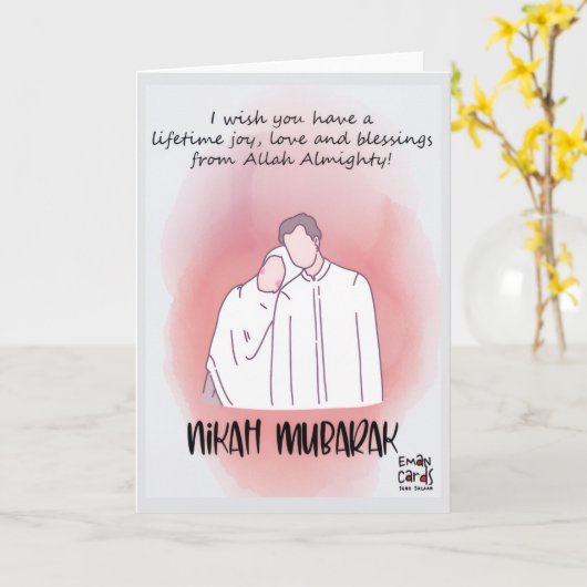 Nikah Mubarak Wensen  Kaart (Gele Bloem)