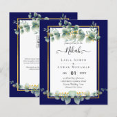 NIKAH NAVY BLAUW GOUD Groene planten Eucalyptus Tr (Voorkant / Achterkant)