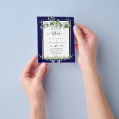 NIKAH NAVY BLUE GOLD Greenery Eucalyptus Wedding Flyer (Hand)