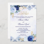 Nikah of Valima Ceremony Invitation Blue Gold Kaart (Voorkant / Achterkant)