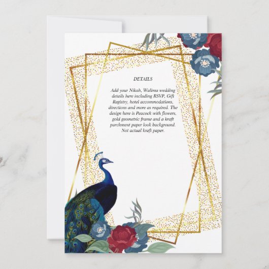 NIKAH Pauw Bloemrijke Gouden Lijst Islamitisch Huw Kaart (Achterkant)