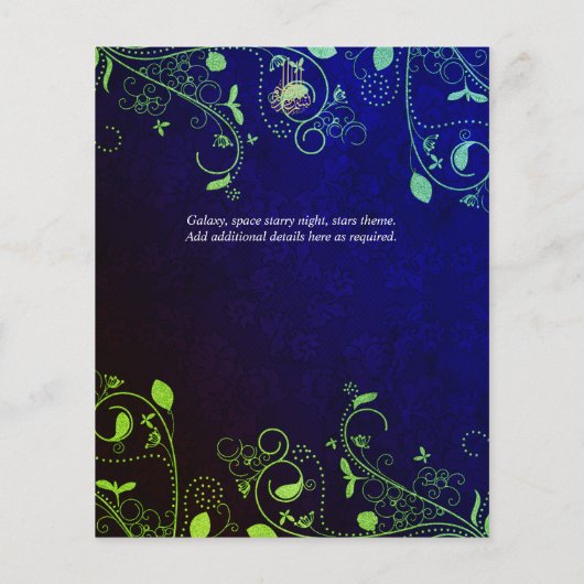 NIKAH - Peacock Blue Wedding Invitation Islamic Flyer (Achterkant)