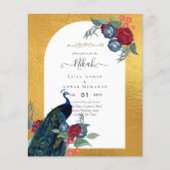NIKAH Peacock Floral Gold Lijst Islamic Weddenscha (Voorkant)