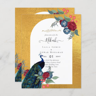 NIKAH Peacock Floral Gold Lijst Islamic Weddenscha