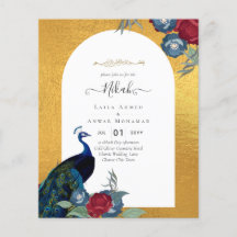 NIKAH Peacock Floral Gold Lijst Islamic Weddenscha