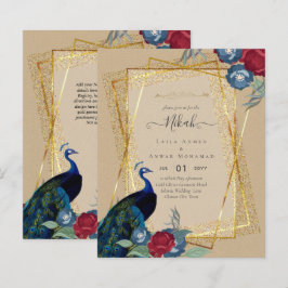 NIKAH Peacock Floral Gold Lijst Islamic Wedding