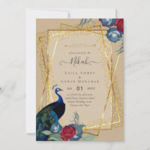 NIKAH Peacock Floral Gold Lijst Islamic Wedding