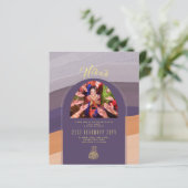 NIKAH Pruim Goud FOTO Trouw Uitnodiging (Staand voorkant)