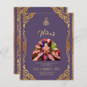 NIKAH Pruim Goud FOTO Trouw Uitnodiging (Voorkant / Achterkant)