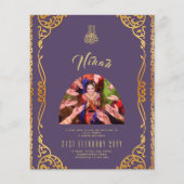 NIKAH Pruim Goud FOTO Trouw Uitnodiging (Voorkant)