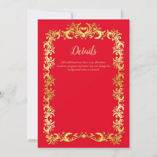 Nikah Red Gold Islamic Motif Wedding Invite Kaart (Achterkant)