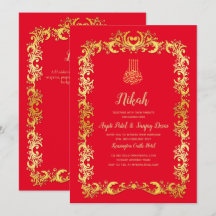 Nikah Red Gold Islamic Motif Wedding Invite