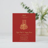 Nikah - Red Gold Islamic Motif Wedding Invites (Staand voorkant)