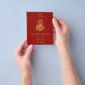 Nikah - Red Gold Islamitische Motief Trouwkaarten Flyer (Hand)