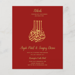 Nikah - Red Gold Islamitische Motief Trouwkaarten Flyer