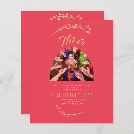 NIKAH Red Gold Photo Wedding Verloving (Voorkant / Achterkant)