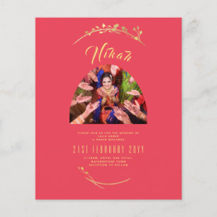 NIKAH Red Gold Photo Wedding Verloving Flyer