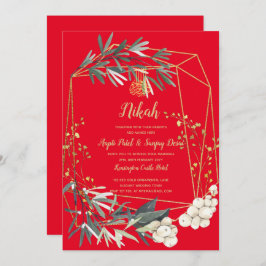 Nikah Rood Goud Groene Islamitische Trouwuitnodigi Kaart