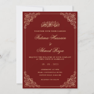 Nikah rood goud islamitische moslim bruiloft kaart