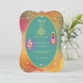 NIKAH - Sierlijke islamitische gouden trouwuitnodi Kaart (Staand voorkant)