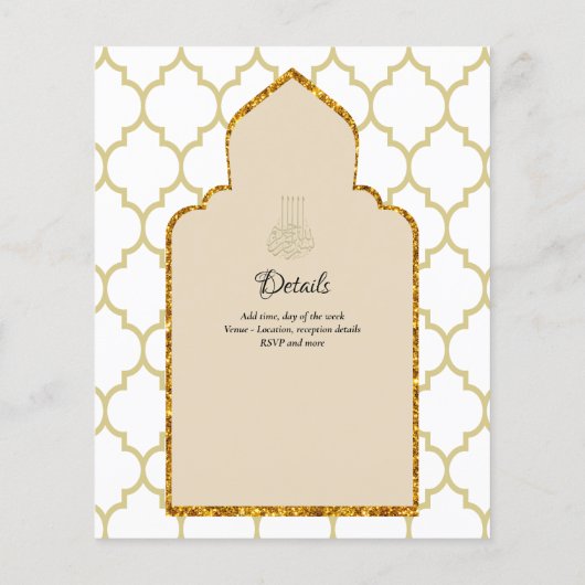 NIKAH - Sierlijke islamitische moskee gouden bruil Flyer (Achterkant)