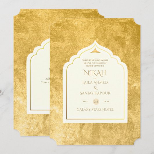 NIKAH - Sierlijke islamitische moskee gouden trouw Kaart (Voorkant / Achterkant)