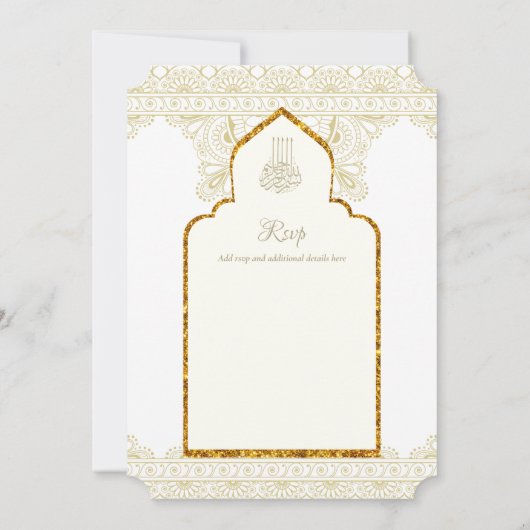 NIKAH - Sierlijke islamitische moskee gouden trouw Kaart (Achterkant)