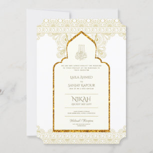 NIKAH - Sierlijke islamitische moskee gouden trouw Kaart