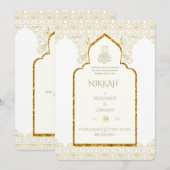 NIKAH - Sierlijke islamitische moskee gouden trouw Kaart (Voorkant / Achterkant)